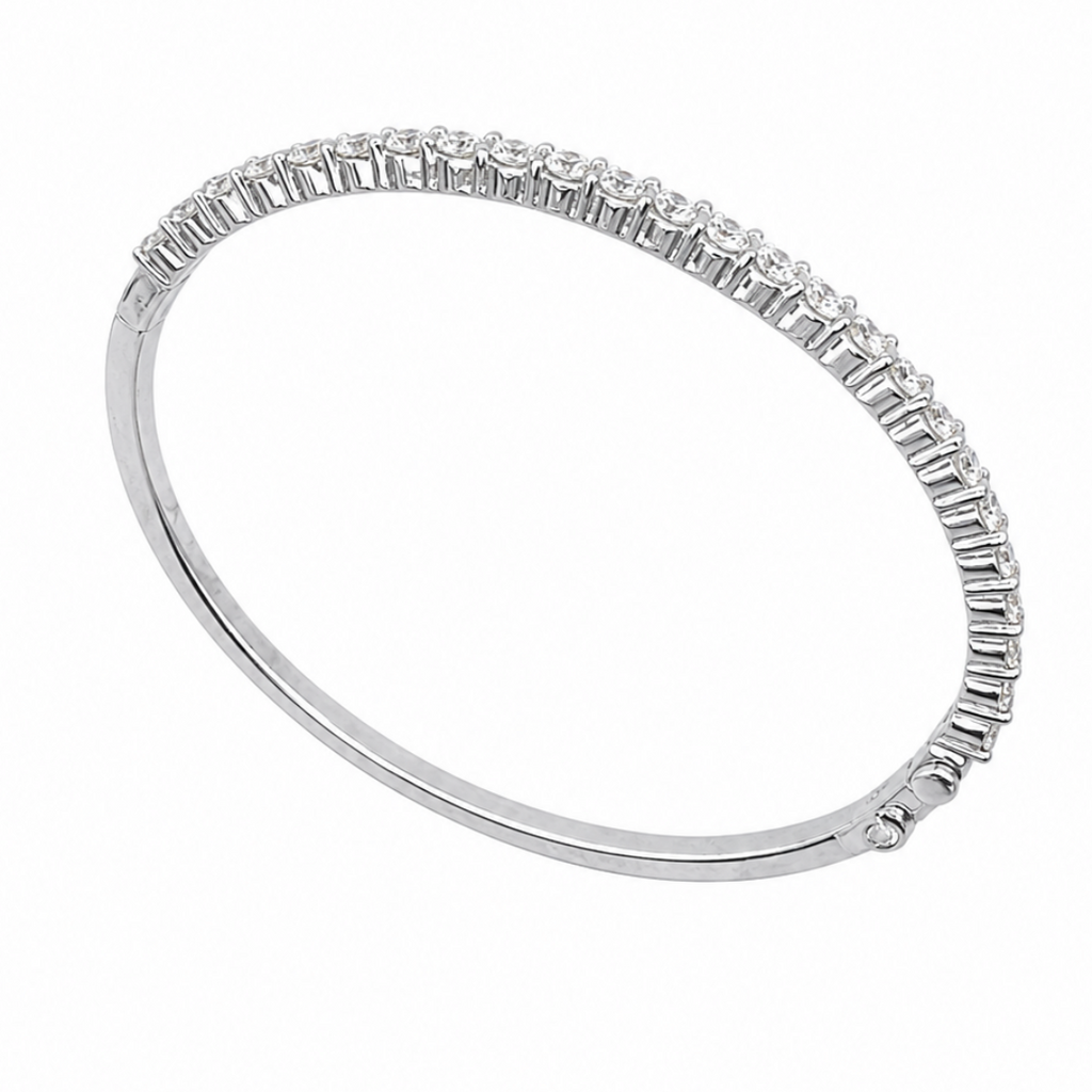14K White Gold 2.48CT Diamond Bangle Bracelet DBAN032 GJJJ