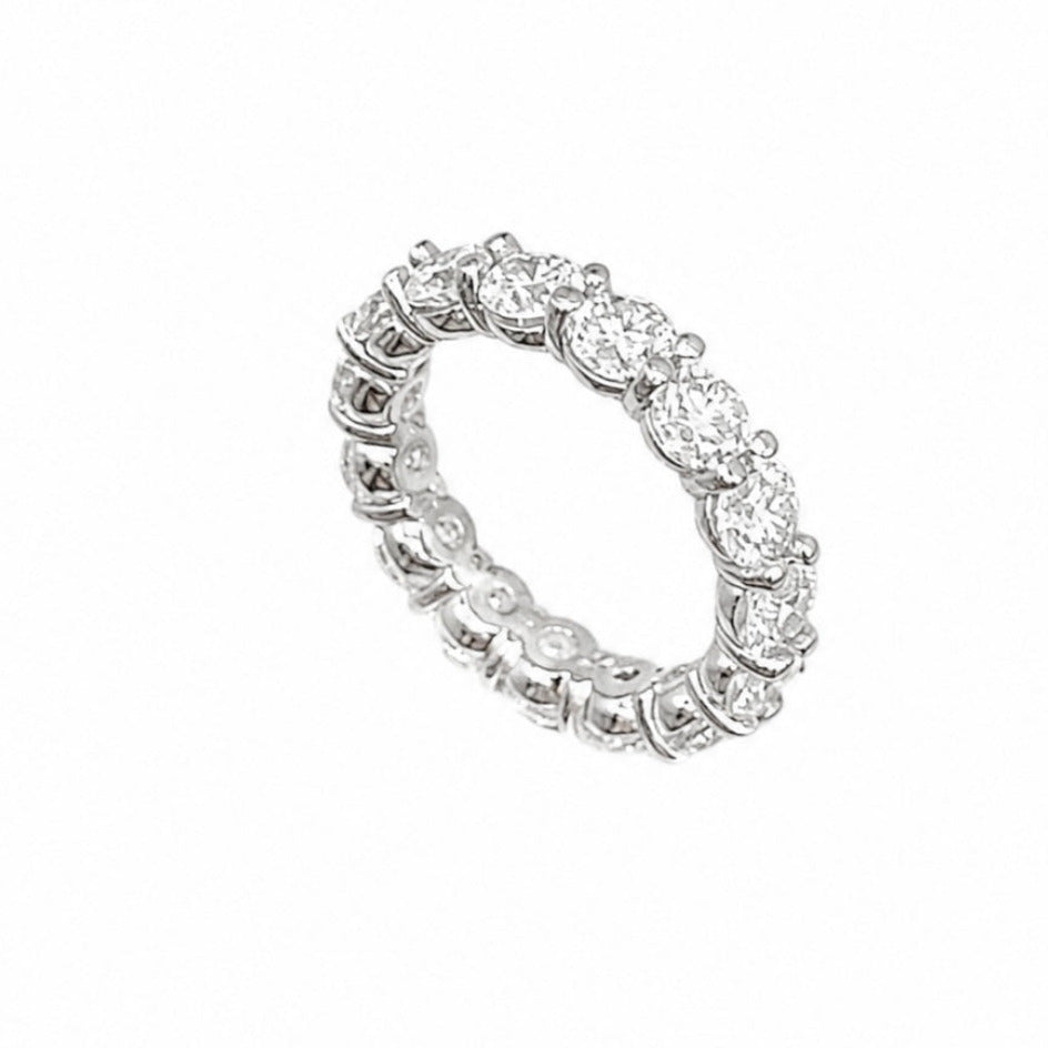 14K White Gold 4.60CT Round Diamond Eternity Band Ring WB005 ASJJ
