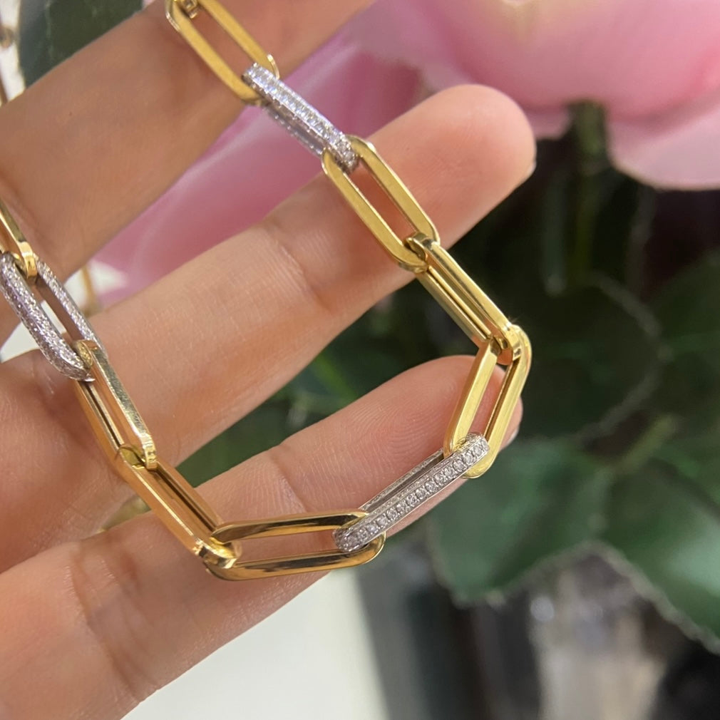 18K Yellow Gold Diamond Chain Necklace – 1.11CT | YN40064