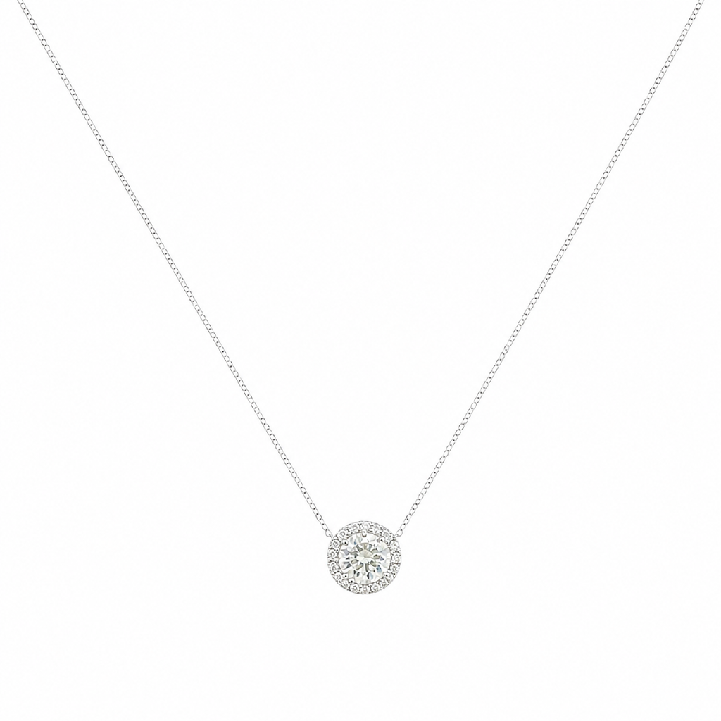 14K White Gold Round Diamond Pendant Necklace – 1.30 CT DP001 GTJJ