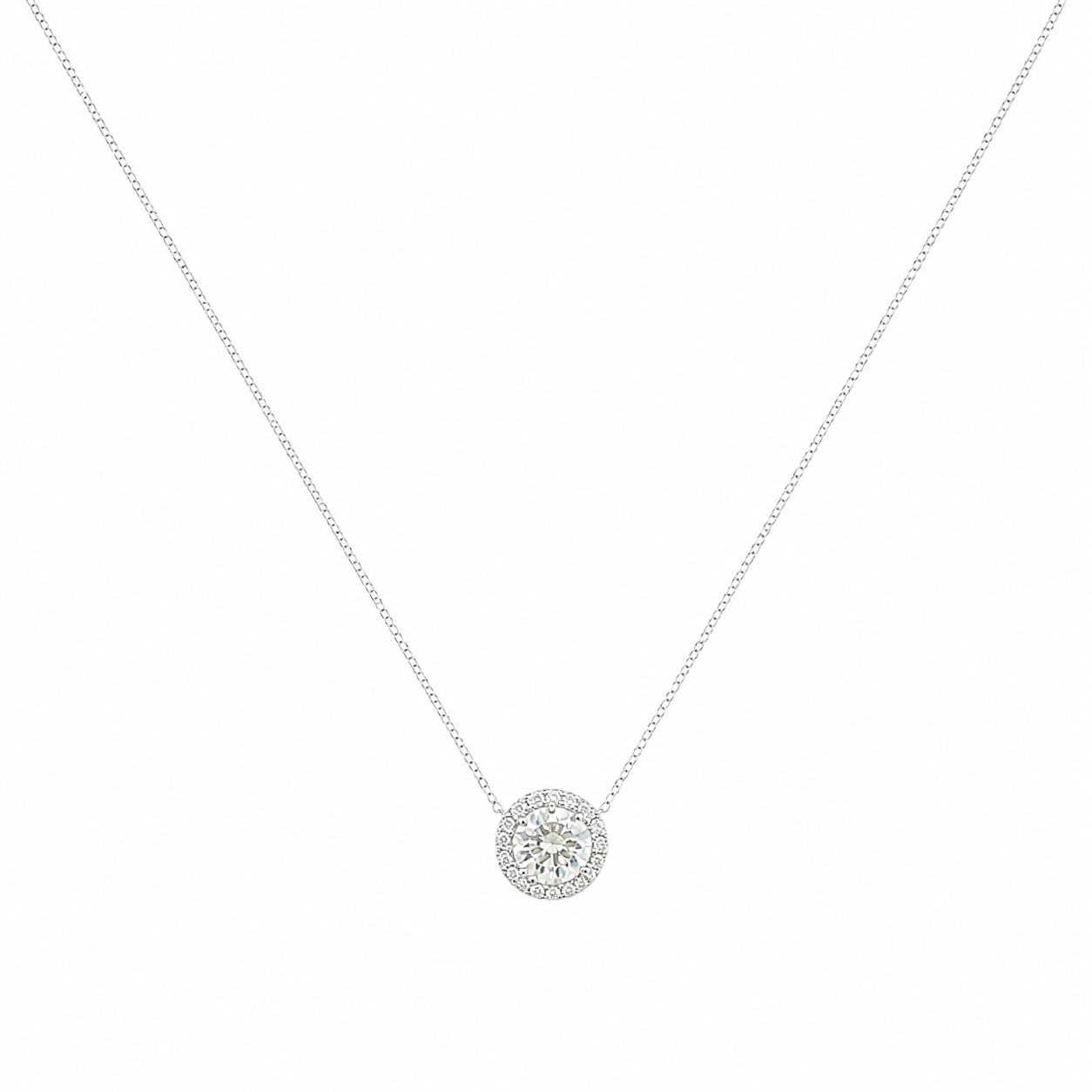14K White Gold Round Diamond Pendant Necklace – 1.30 CT DP001 GTJJ
