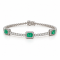 18K White Gold Emerald & Diamond Bracelet – 1.91ct Emeralds & 1.81ct Diamonds EMDB07 IEJJ