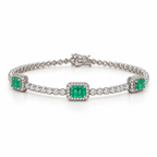 18K White Gold Emerald & Diamond Bracelet – 1.91ct Emeralds & 1.81ct Diamonds EMDB07 IEJJ