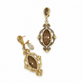14K Yellow Gold Smoky Topaz & Diamond Earrings – 20.65 CT DC-E10461-1