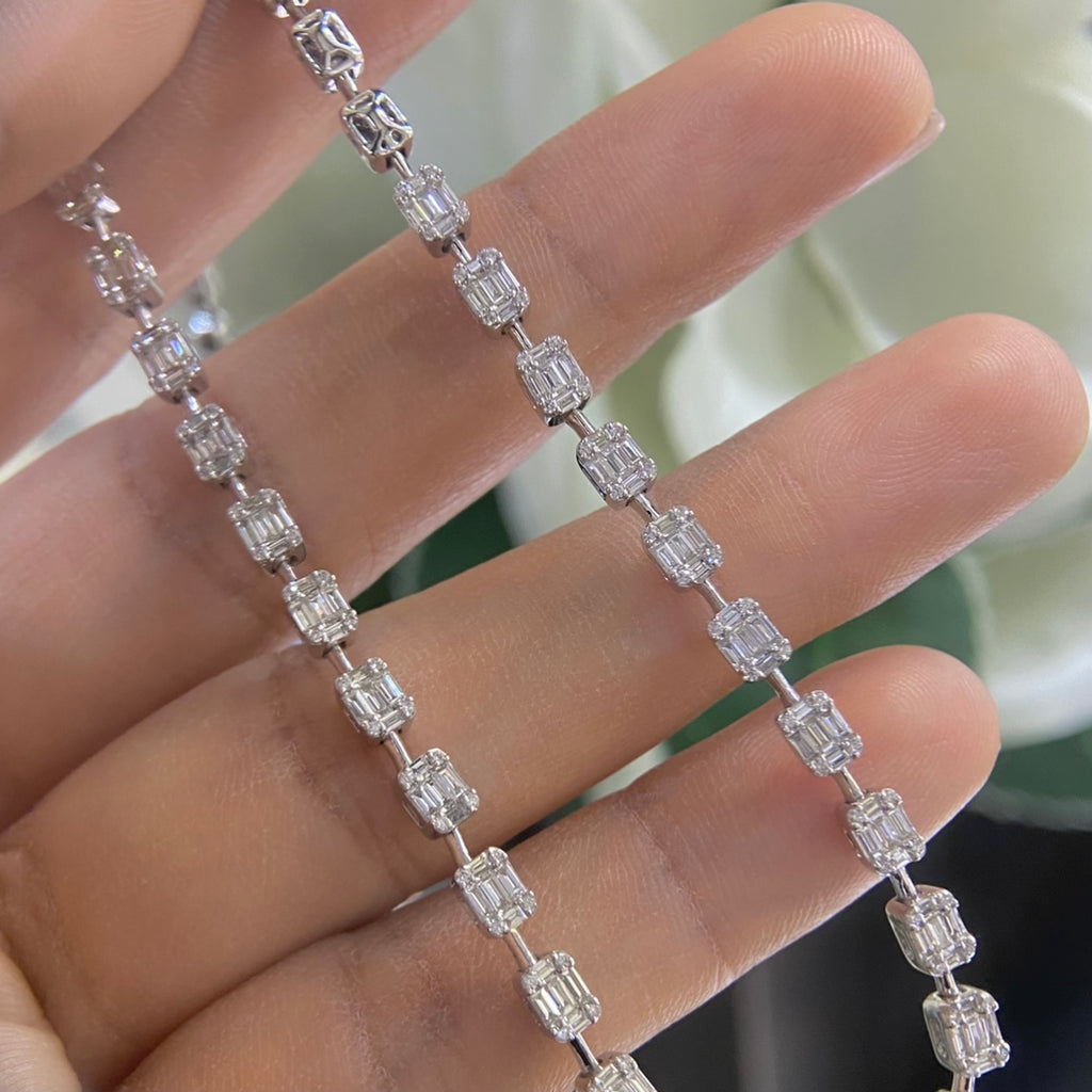 14K White Gold Necklace 2.19ct in Baguettes & 0.37ct Round cut diamonds NE0110-009 ,NITJ