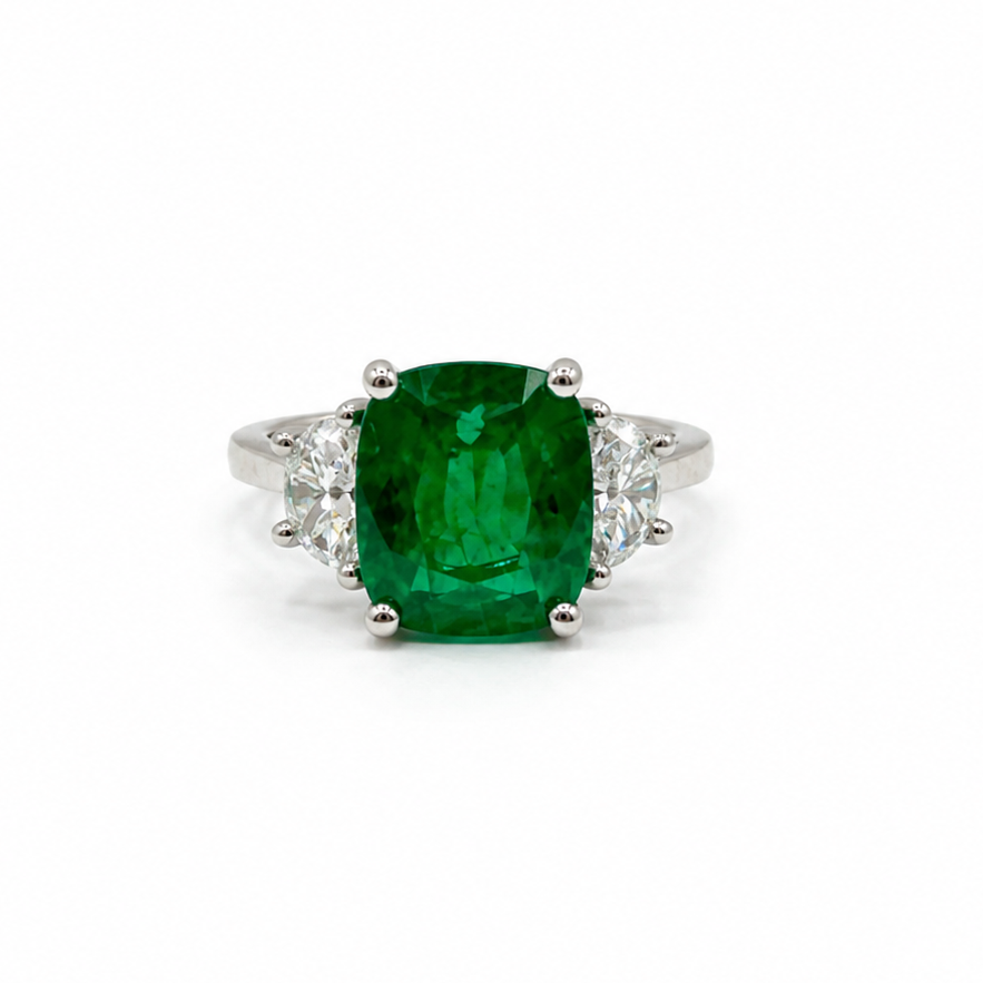 Platinum 3.34ct Emerald & 0.61ct Diamond Ring EMDR019 ZNGT
