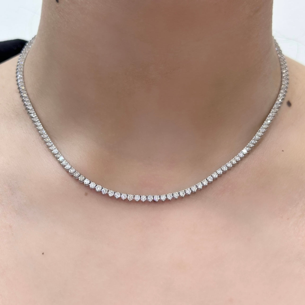 14K White Gold Natural Diamond Tennis Necklace – 6.51CT F-G/SI1 | PJN5293BWG