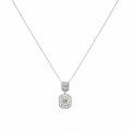 14K White Gold 0.31CT Diamond Pendant Necklace – Round & Baguette Diamonds DC-N14043-2