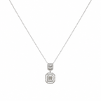 14K White Gold 0.31CT Diamond Pendant Necklace – Round & Baguette Diamonds DC-N14043-2