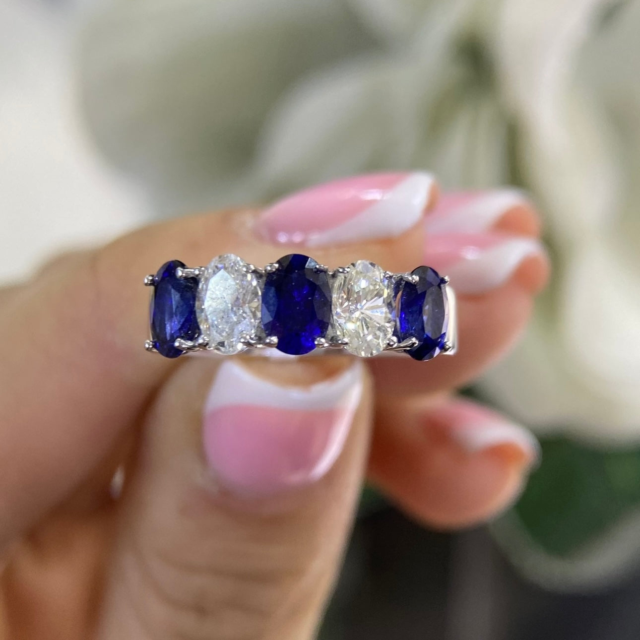 14K White Gold Sapphire & Diamond Ring – 1.72CT Sapphires / 0.98CT Diamonds | SDR031