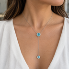 14K White Gold Blue Topaz & Diamond Necklace – 8.28 CT Blue Topaz, 0.13 CT Diamonds AR2950BTWG
