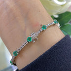 14K White Gold Emerald and Diamond Bracelet with 3.05CT Emeralds and 2.01CT Diamonds