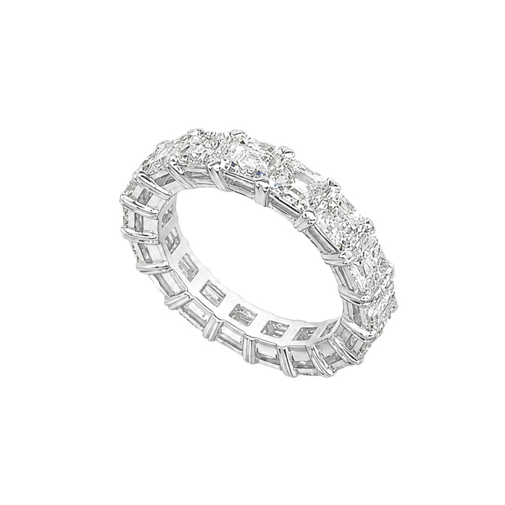 18K White Gold 5.51CT Asscher Cut Diamond Eternity Band Ring DWB005 TSTJ