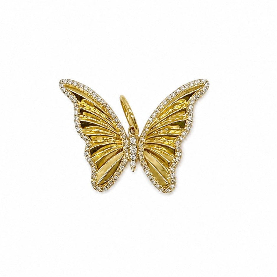14K Yellow Gold Diamond Butterfly Pendant – 0.30 CT