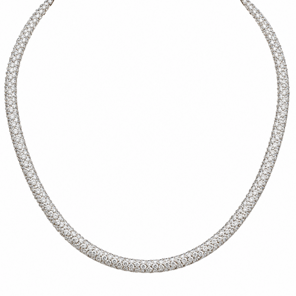 14K White Gold 14.39 CT Diamond Pavé Necklace – ARJC0012-006