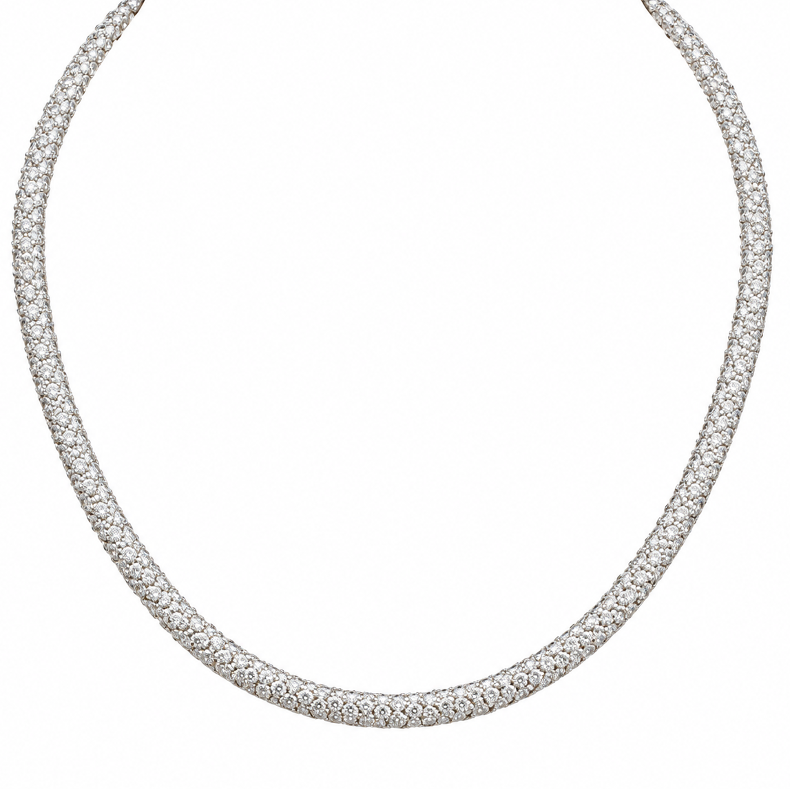 14K White Gold 14.39 CT Diamond Pavé Necklace – ARJC0012-006