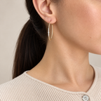 14K Yellow Gold 0.91 Ct Diamond Hoop Earrings