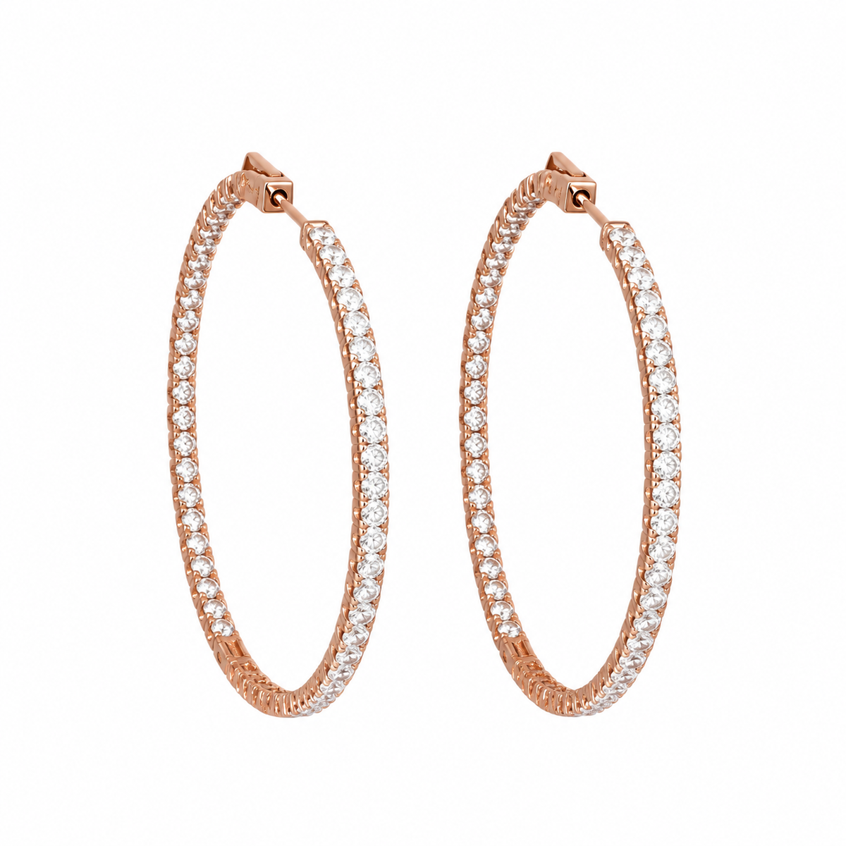 14K Rose Gold 3.75 CT Diamond Hoop Earrings