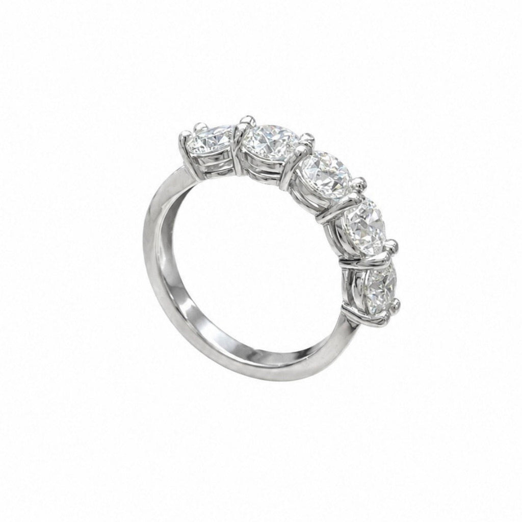 14K White Gold Five Stone Diamond Band Ring WB0191 NETJ