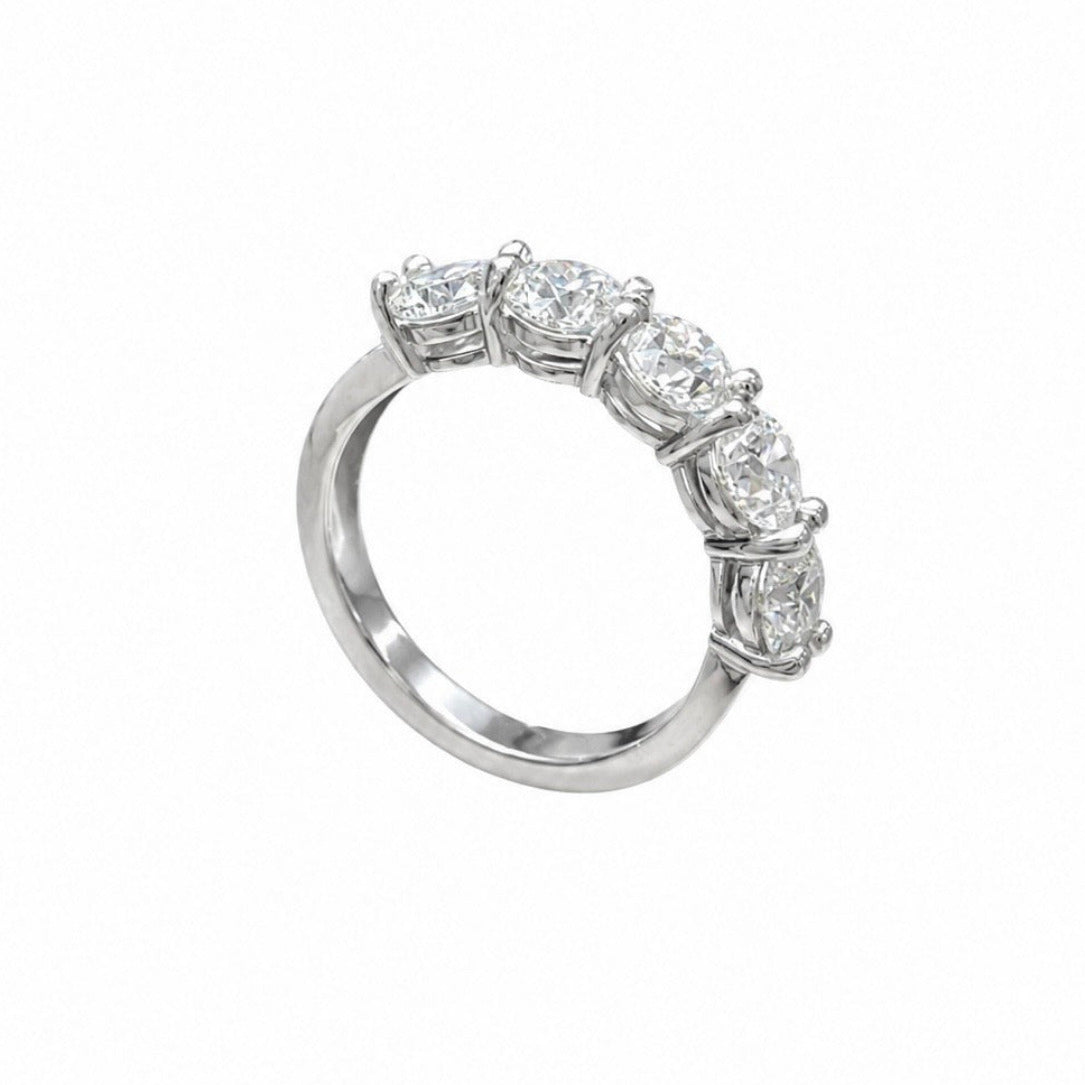 14K White Gold Five Stone Diamond Band Ring WB0191 NETJ
