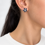 18K White Gold 5.22CT Sapphire & 0.56CT Diamond Floral Earrings