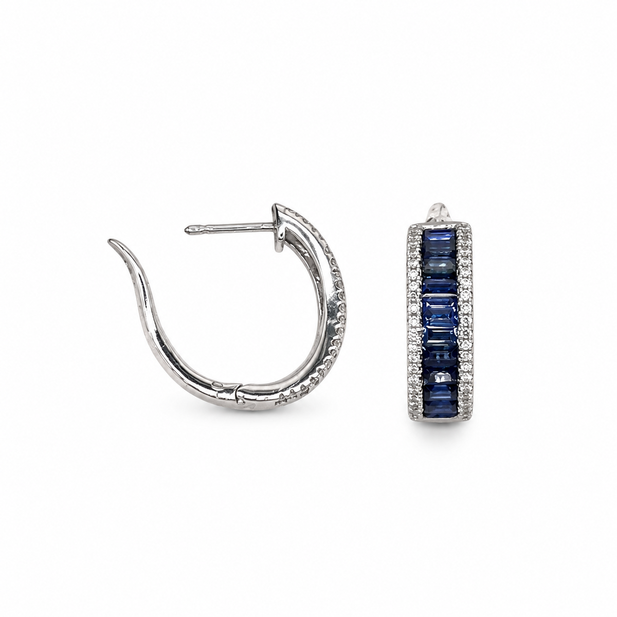 18K White Gold Earrings with 0.35ct Diamonds and 2.34ct Sapphires – SDER027 ISJJ