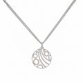 18K White Gold & Rose Gold Diamond Pendant Necklace | 0.57 CT | Triple-Strand 17-Inch Chain IJJJ