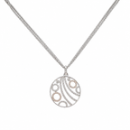 18K White Gold & Rose Gold Diamond Pendant Necklace | 0.57 CT | Triple-Strand 17-Inch Chain IJJJ