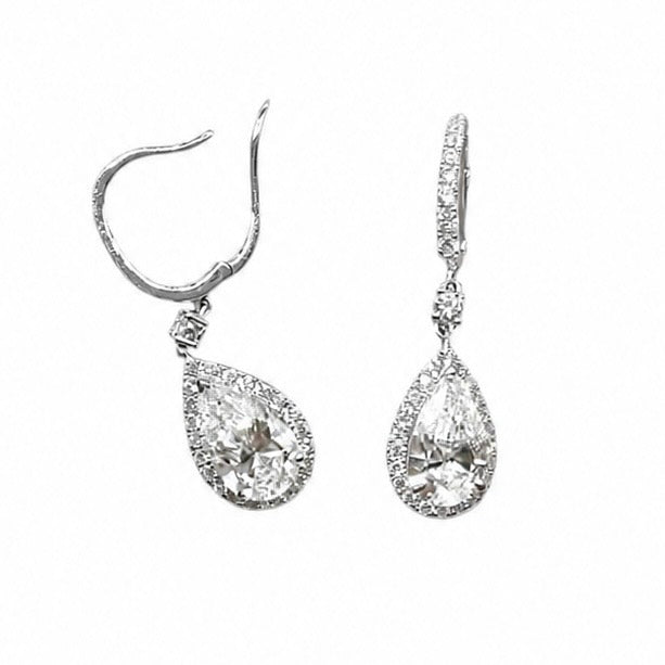 14K White Gold Lab Diamond Drop Earrings – 4.82ct