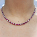18K White Gold 9.45ct oval Ruby’s & 1.70ct Diamonds Natural rd cut Necklace. RDN018 GLEJ