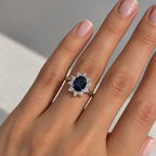 14K White Gold Ring 1.10CT Diamonds & 3.98CT Sapphires SDR097 LTJ, GJJJ