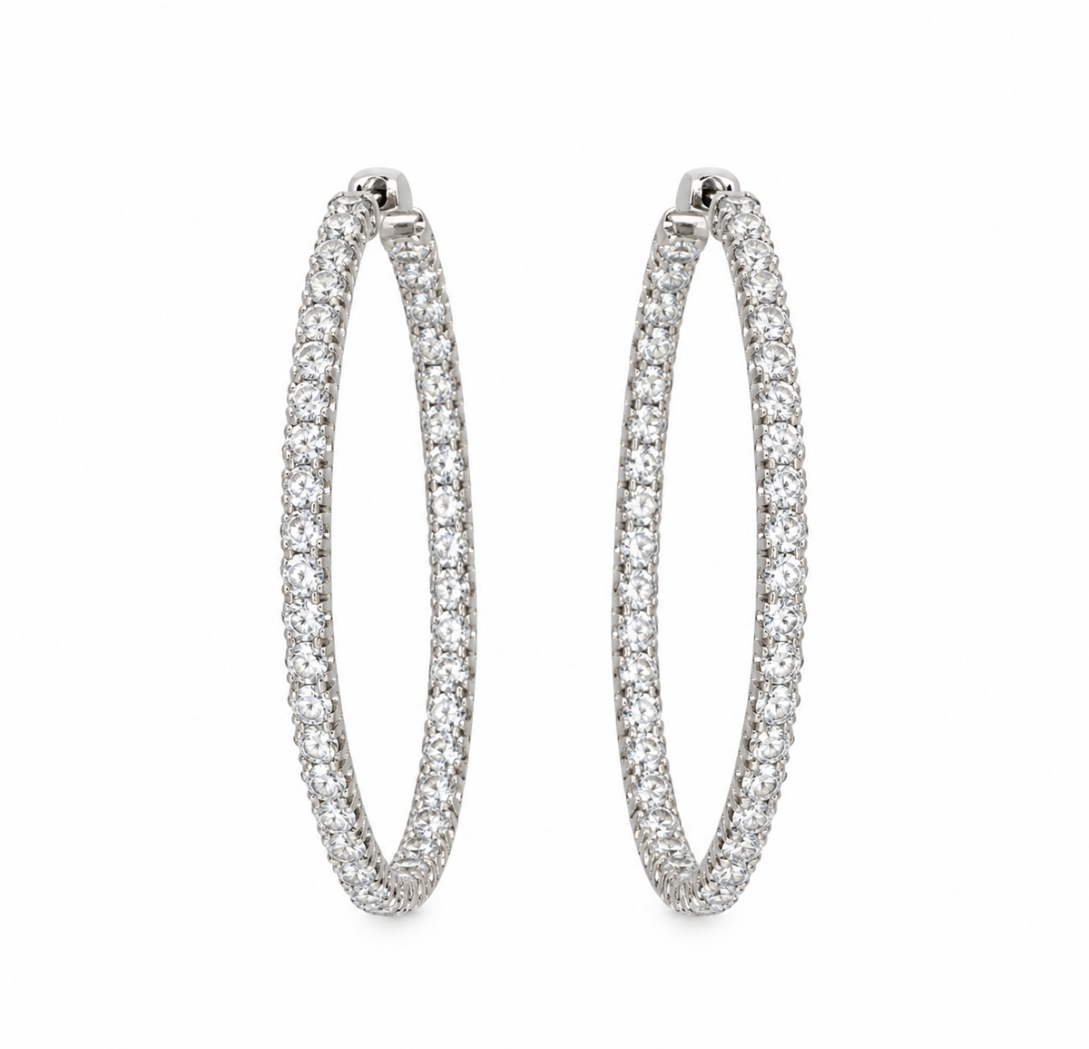 14K White Gold 3.50 Ct Diamond Inside-Out Hoop Earrings