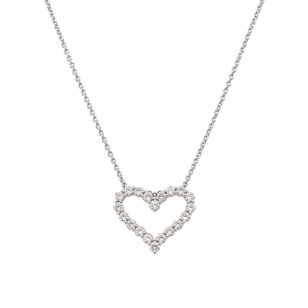 14K White Gold Diamond Heart Pendant Necklace — 3.01CT DP110 GNJJ