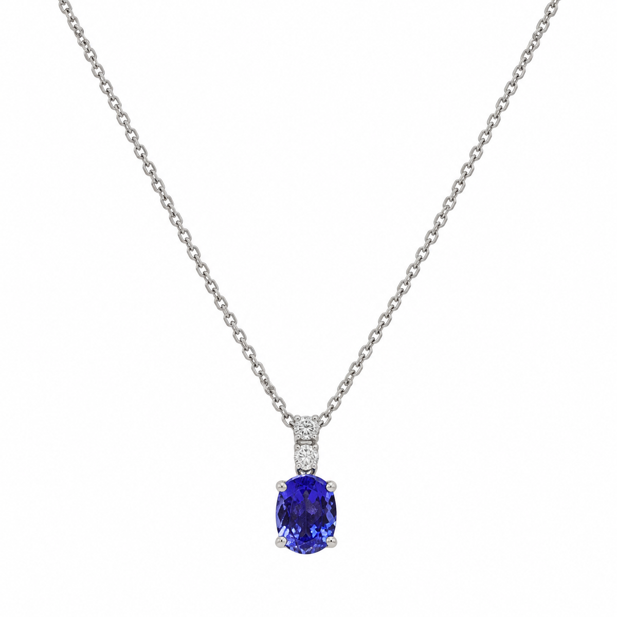 14K White Gold Tanzanite & Diamond Pendant Necklace – 1.50 CT Tanzanite, 0.26 CT Diamonds DP0034 SNJ