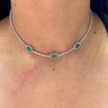 18Kt White Gold Necklace 2.41ct Diamonds rd cut Natural , 1.63ct Emeralds. RDN017 GAZJ