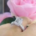 18K White Gold Emerald Cut Lab-Grown Diamond Ring – 5.04CT Center / 2.31CT Side Diamonds D/VS1 | EMER011