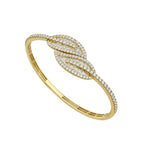 14K Yellow Gold Diamond Leaf Cuff Bracelet – 2.26ct