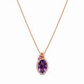 18K Rose Gold Pendant & 14K Rose Gold Chain with 0.25ct Diamonds, 0.05ct Pink Sapphire & 6.20ct Amethyst