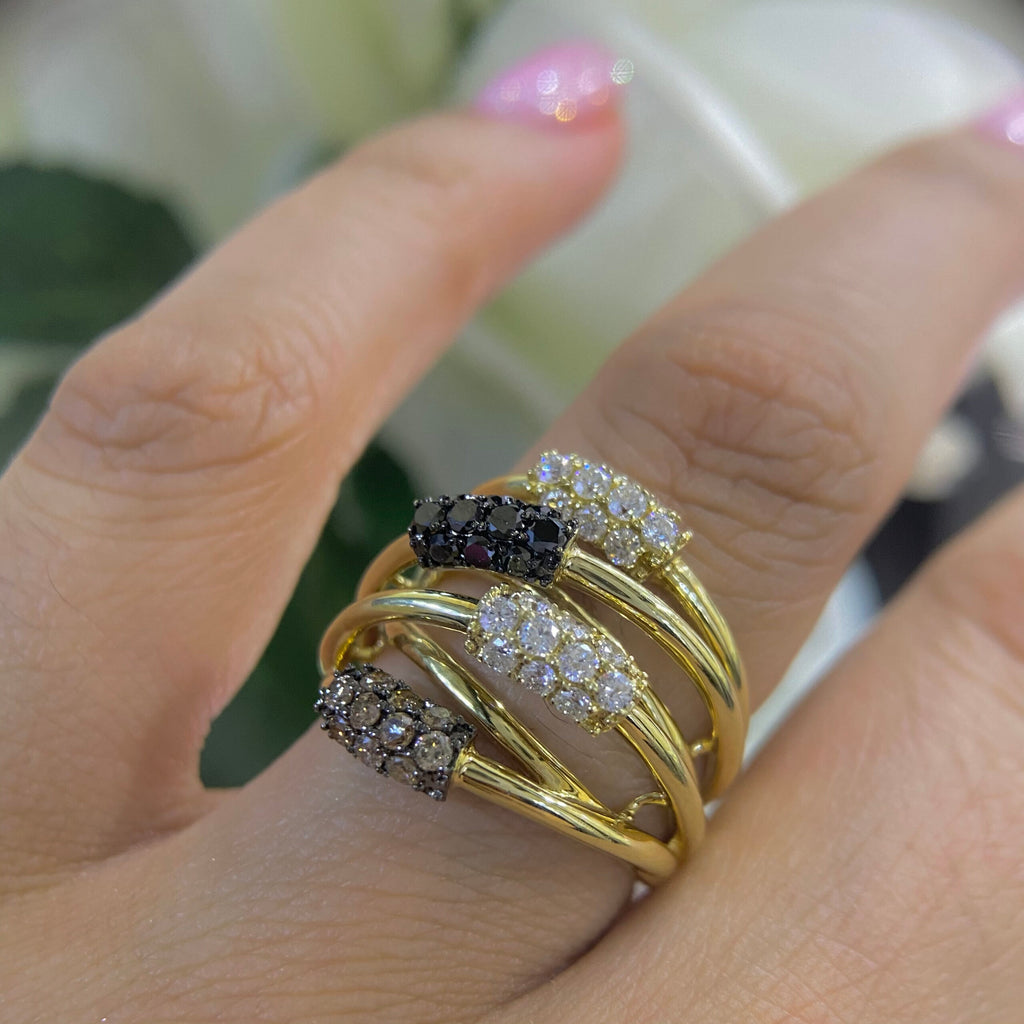 14K Yellow Gold Multi-Color Diamond Ring – 1.07CT Total Diamonds | DCR11526-22
