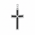 14K White Gold Black & White Diamond Cross Pendant – 0.80 CT Total Diamonds DP008 STJ