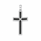 14K White Gold Black & White Diamond Cross Pendant – 0.80 CT Total Diamonds DP008 STJ