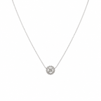 14K White Gold Round Diamond Halo Pendant Necklace – 0.45CT ZTJ