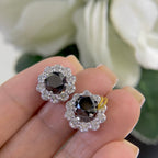 14K White Gold Black Diamond Stud Earrings 3.20CT – Screw Back DIER0130 SJJ INJJ