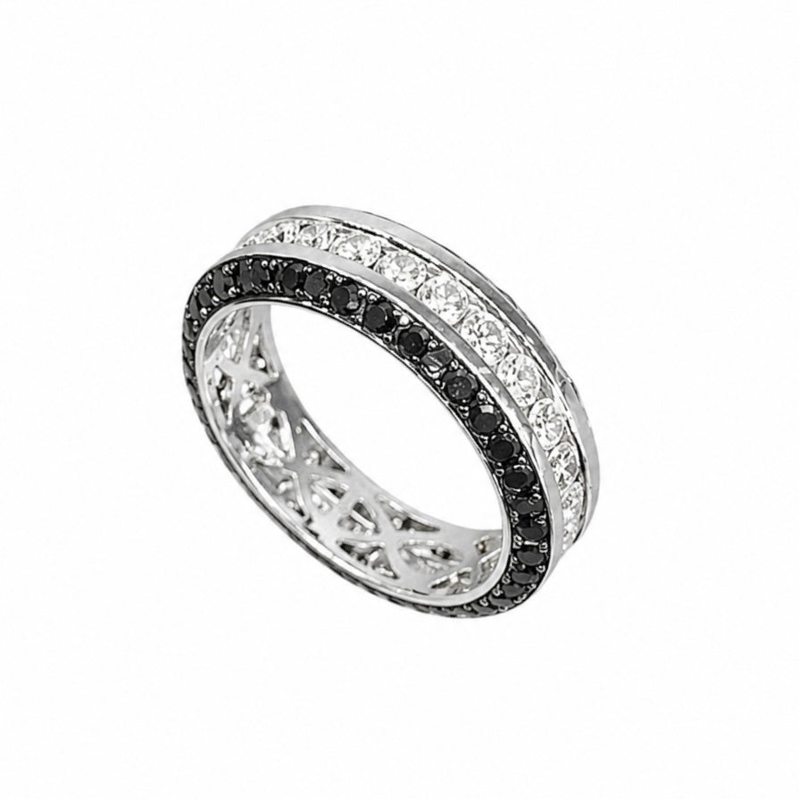 18K White Gold Black & White Diamond Band Ring – 2.92CT WB0192 LTJ