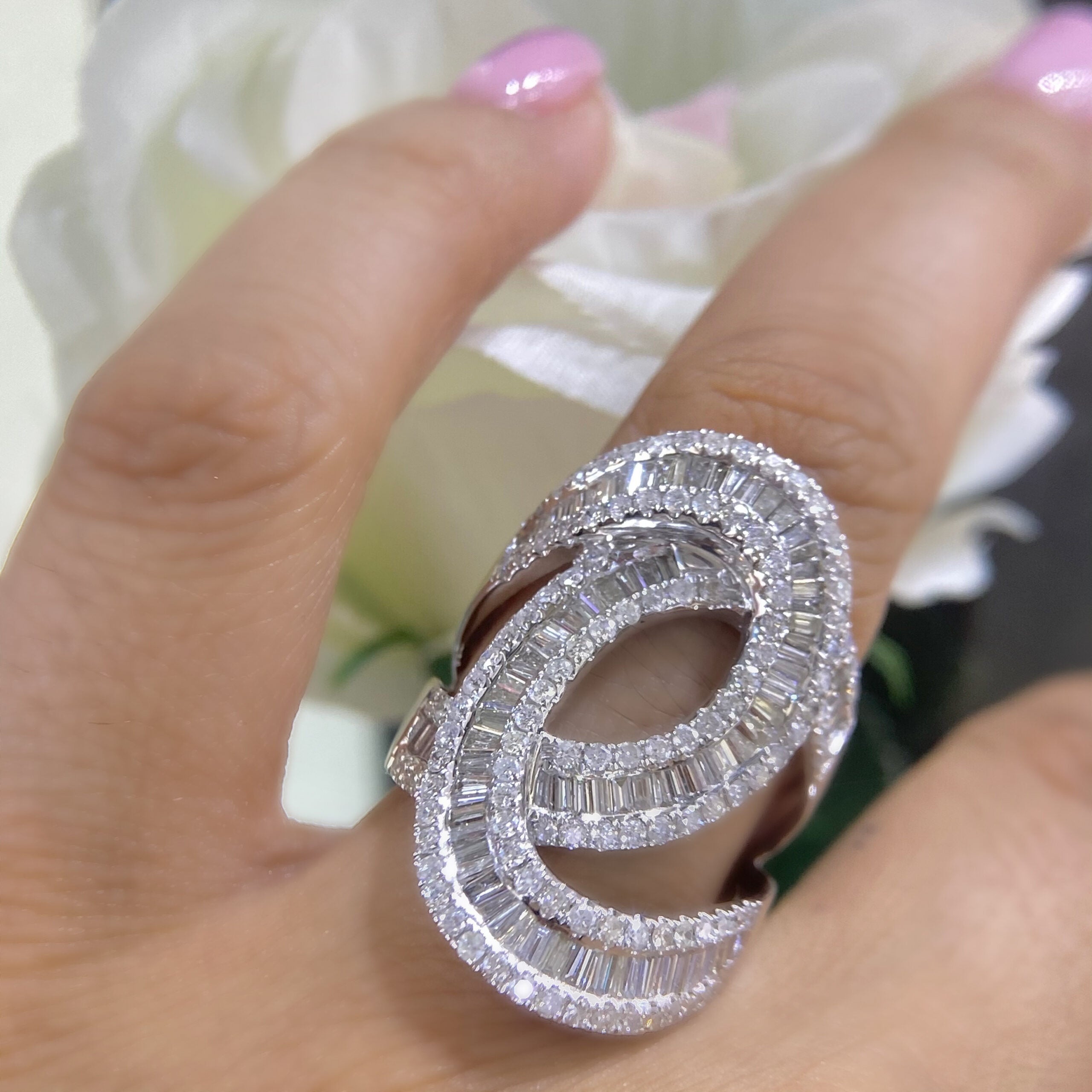 14K White Gold Diamond Ring – 2.90CT F-G/SI | DR068