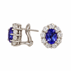 14K White Gold 4.00 Ct Tanzanite & 2.05 Ct Diamond Earrings