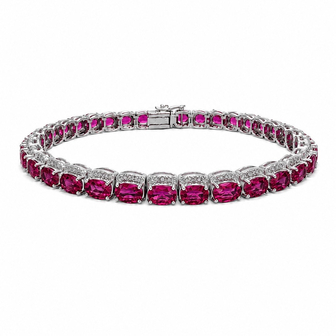 18Kt White Gold Bracelet 9.30ct Natural Rubies with 1.01ct Natural Diamonds. RDB009 GEZJ