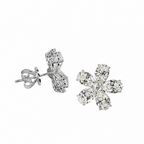 14K White Gold Lab Diamond Flower Stud Earrings 5.65ct