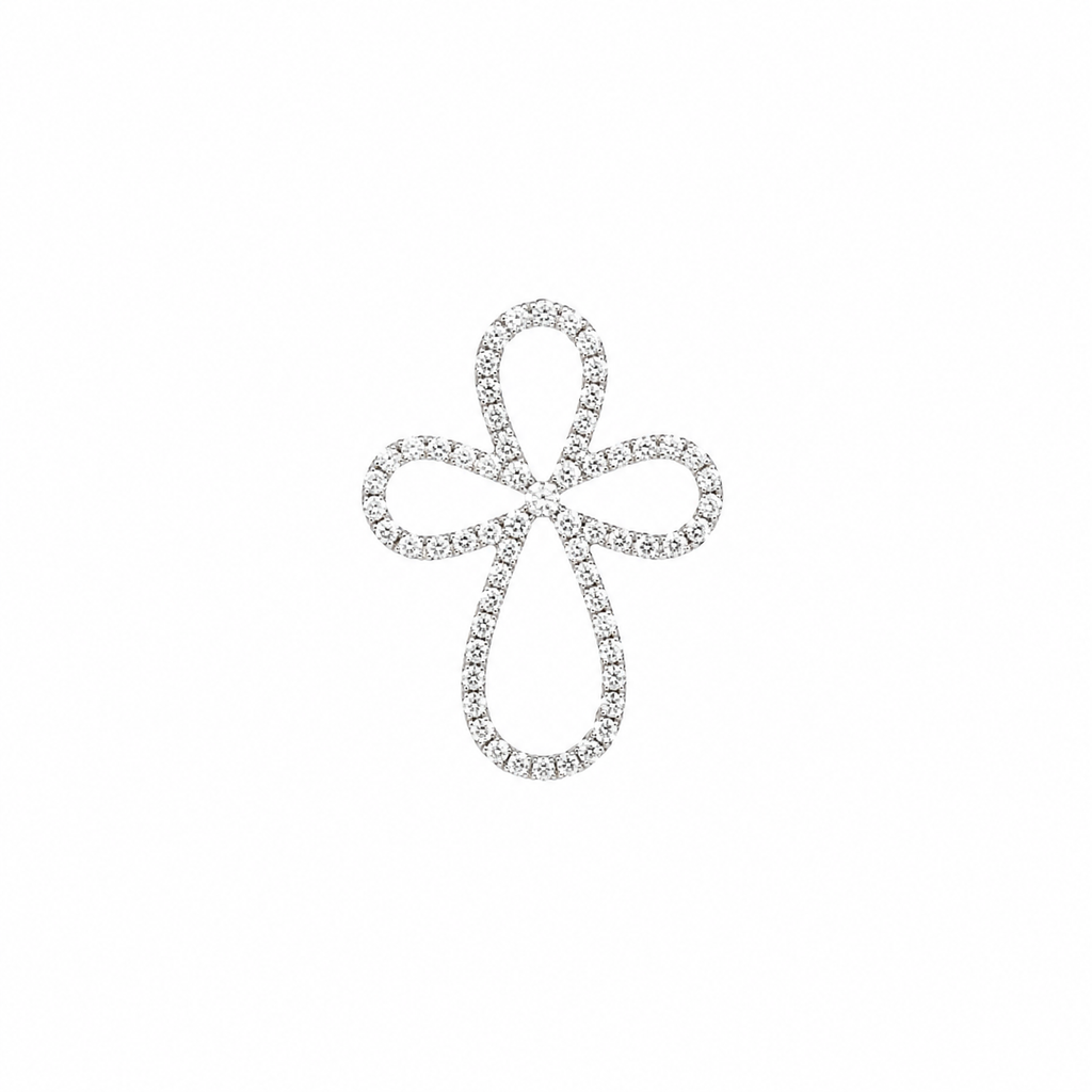 18K White Gold Diamond Cross Pendant – 0.50 CT Diamonds AAJ