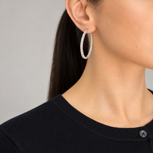 14K White Gold 5.56 Ct Diamond Inside-Out Hoop Earrings